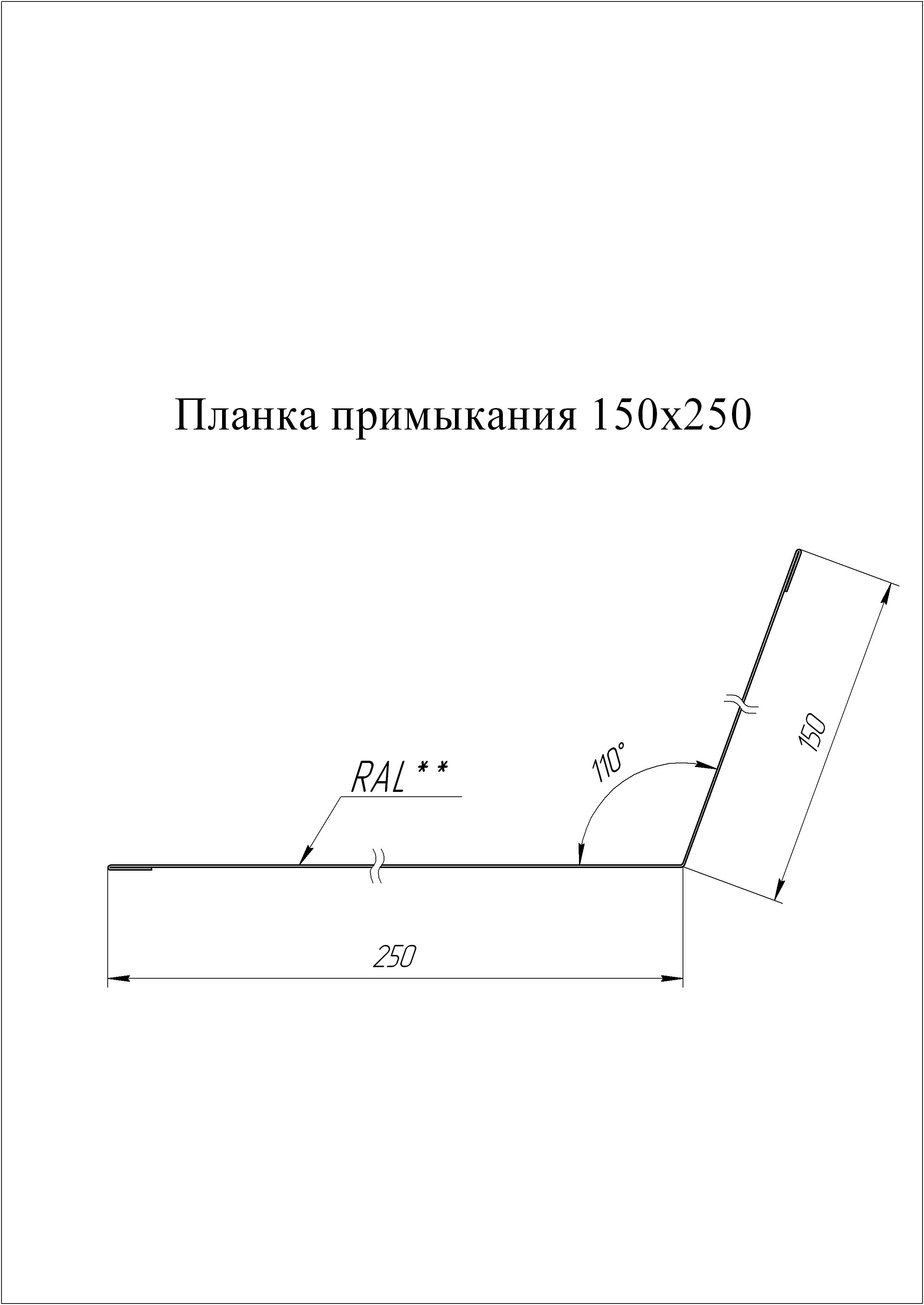 Планка примыкания для металлочерепицы 150 250