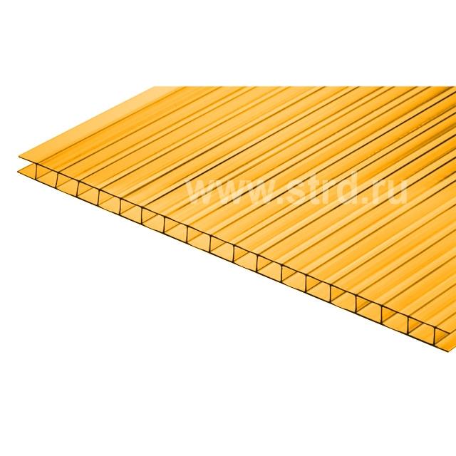 Сотовый поликарбонат соты 2R 6мм 2,1*6м Югстандарт оранжевый