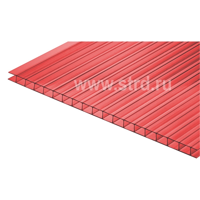 Сотовый поликарбонат соты 2R 6мм 2,1*6м Югстандарт красный