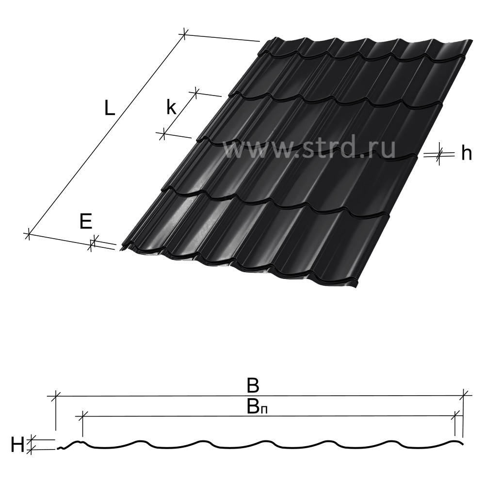 Металлочерепица Ламонтерра 0.5мм Valori Россия Dark Grey (серый) Металл  Профиль код товара 401702009011457486 - купить по цене 906 руб. в Москве