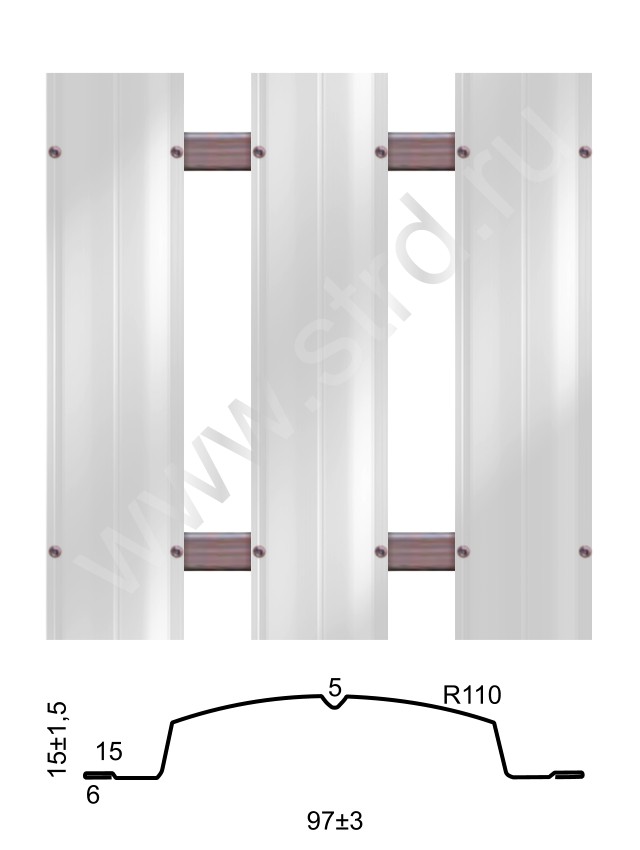 Штакетник металлический Полукруглый Bordex thin прямой 0.097м 0.4мм Полиэстер двусторонний RAL 9003 (белый) SteelX код товара 301002236342460282 - купить по цене 69 руб. в Москве